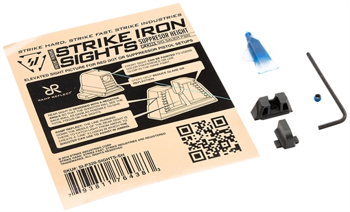 Picture of Strike Industries Strike Iron Sights Black/Blank Front Sight Black/Blank Rear Sight Sig Sauer P320 with Rear Dovetail Suppressor Height P320SIGHTSSH