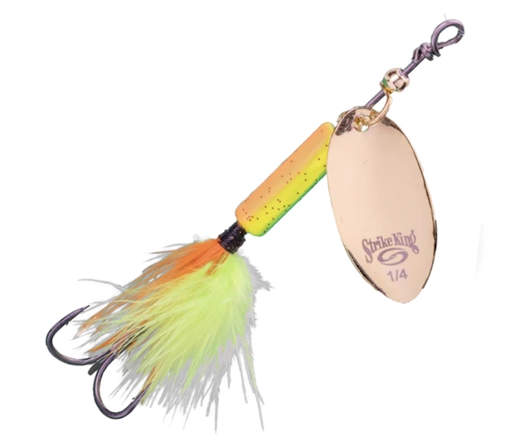 Picture of STRIKE KING LURES BITSY SPINNER 1/4 OZ BLEEDING FIRE TIGER BSPN14-317