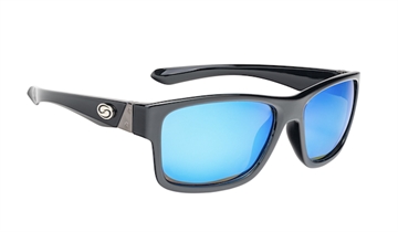 Picture of STRIKE KING LURES SK PRO SUNGLASSES SHINY BLACK FRAME WHITE BLUE MIRROR SG-P301