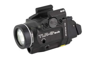 Picture of Streamlight Streamlight TLR-8 Sub, White LED with Red Laser, Fits Sig P365/XL, 500 Lumens, Anodized Finish, Black, Includes (1) CR123a Battery, Low and High Switches 69417