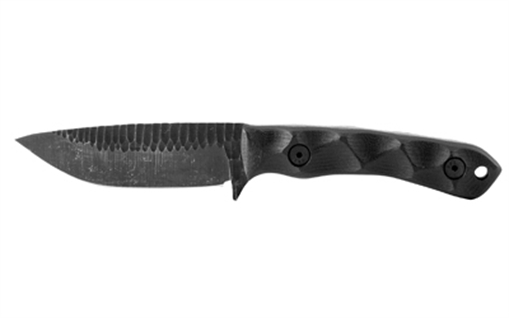 Picture of STROUP GP2, Fixed Blade Knife, 3.5" Drop Point Blade, 1095 High Carbon Steel, 7.75" Overall Length, Acid Etched Finish, Black, G10 Handle, Includes Sheath GP2-B-G10