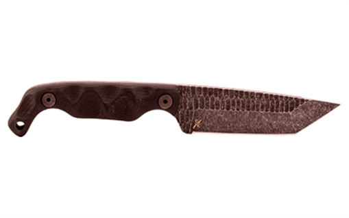 Picture of STROUP BRAVO 5, Fixed Blade Knife, 3.5" Tanto Blade, 1095 High Carbon Steel, 7.75" Overall Length, Acid Etched Finish, Black, G10 Handle, Includes Sheath B5T-B-G10