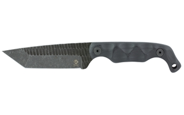 Picture of STROUP BRAVO 5, Fixed Blade Knife, 3.5" Tanto Blade, 1095 High Carbon Steel, 7.75" Overall Length, Acid Etched Finish, Black, G10 Handle, Includes Sheath B5T-B-G10