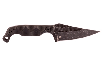 Picture of STROUP Mini 1, Fixed Blade Knife, 3" Clip Point Blade, 1095 High Carbon Steel, 6.75" Overall Length, Acid Etched Finish, Black, G10 Handle, Includes Sheath MINI1-B-G10