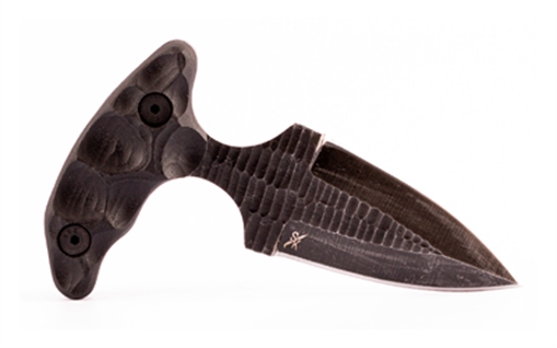 Picture of STROUP SD1, Fixed Blade Knife, 2" Push Dagger Blade, 1095 High Carbon Steel, 5" Overall Length, Acid Etched Finish, Black, G10 Handle, Includes Sheath SD1-B-G10