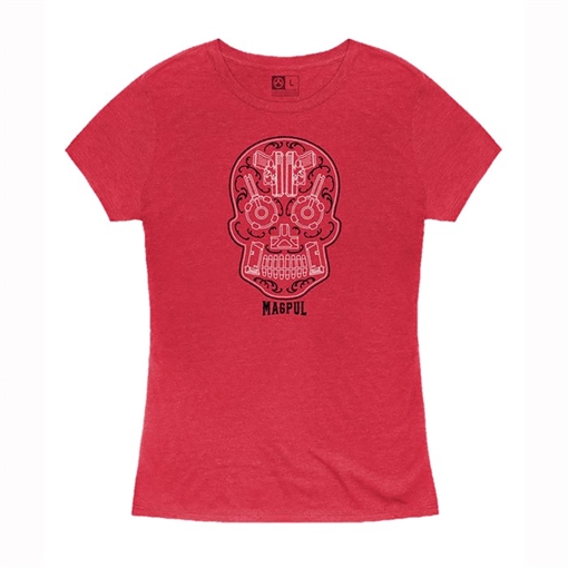 Picture of Magpul WOMEN'S SUGAR SKULL BLEND T-SHIRT RED HEATHER LARGE MAG1218-612-L