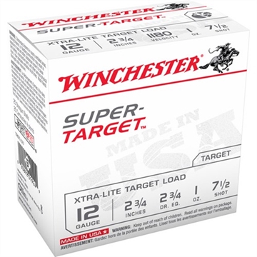 Picture of WINCHESTER SUPER TARGET LIGHT AMO 12GA 2 3/4IN #7.5 1 OZ 2 3/4DRAM 1180FPS 25RD (10 BOX CASE) TRGTL127
