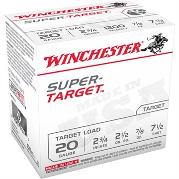 Picture of Winchester Ammo Super-Target 20Gauge 2.75" 7/8oz 7.5Shot 25 Per Box/10 Case TRGT207