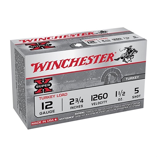 Picture of Winchester Ammo Super X Magnum Turkey 12Gauge 2.75" 1 1/2oz Copper Plated 5Shot 10 Box/10 Case X12MT5