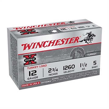 Picture of Winchester Ammo Super X Magnum Turkey 12Gauge 2.75" 1 1/2oz Copper Plated 5Shot 10 Box/10 Case X12MT5