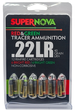 Picture of SUPERNOVA  AMMUNITION AMO 22LR 40GR LRN COMBO 6/GREEN AND 6/RED TRACER 12 PACK ( 60 BOXES PER CASE ) PMSN22LR-MP 860014631719