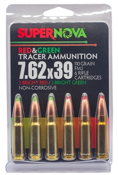 Picture of SUPERNOVA  AMMUNITION AMO 7.62X39 110GR FMJ COMBO 3/GREEN 3/RED TRACER 6RD ( 60 BOXES PER CASE ) PMSN762-MP 860014631740