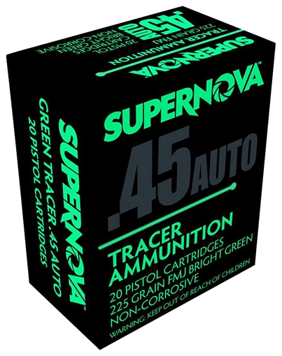 Picture of Supernova Green Tracer Non Corrosive 45 ACP 225 gr Full Metal Jacket 20 Per Box/ 50 Cs PMSN45ACG
