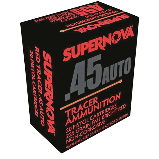 Picture of Supernova Supernova Tracer Pistol Ammunition 45 Auto 225 gr. FMJ Red Tracer 20 rd. PMSN45AC-R