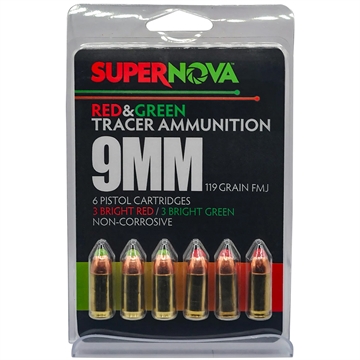 Picture of Supernova Supernova Tracer Pistol Ammunition 9mm 119 gr. FMJ Green & Red Tracer 6 rd. PMSN9MM-MP