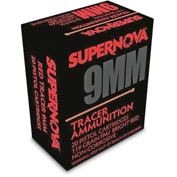 Picture of Supernova Supernova Tracer Pistol Ammunition 9mm 119 gr. FMJ Red Tracer 20 rd. PMSN9MM-R