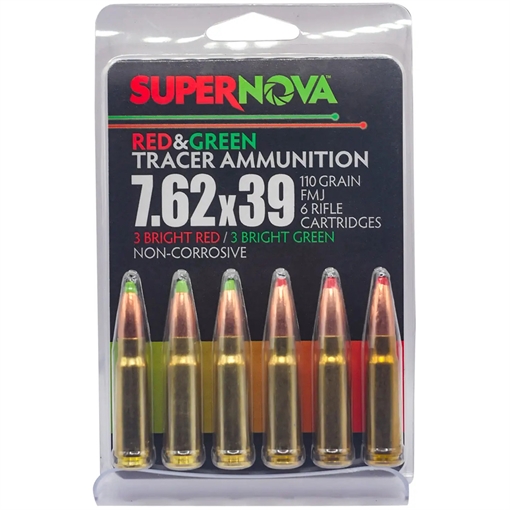 Picture of Supernova Supernova Tracer Rifle Ammunition 7.62x39 110 gr. FMJ Green & Red Tracer 6 rd. PMSN762-MP
