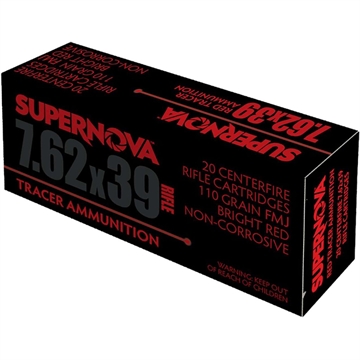 Picture of Supernova Supernova Tracer Rifle Ammunition 7.62x39 110 gr. FMJ Red Tracer 20 rd. PMSN762-R