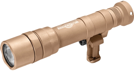 Picture of Surefire M640DF Scout Pro Flashlight, LED, 1500 Lumens, Tan Finish, 1913 Picatinny Mount installed, MLOK Mount Included, Z68 On/Off Tailcap, SF18650B Micro-USB Rechargeable Battery Included M640DF-TN-PRO M640DFTNPRO