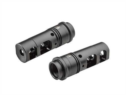 Picture of SureFire SOCOM Muzzle Brake Black DLC Stainless Steel with 3/4"-24 tpi Threads & 2.60" OAL for 338 Cal AR-Platform SFMB3383424