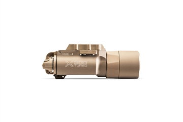 Picture of Surefire X300 Turbo, Weaponlight, White LED, 650 Lumens, Fits Picatinny and Universal, 66,000 Candela, Lever Latch Attachment, For Pistols, Matte Finish, Tan X300T-A-TN