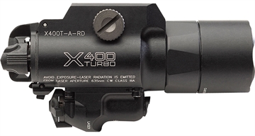 Picture of Surefire X400 Turbo, Weaponlight w/Laser, Fits Pistol and Picatinny, 650 Lumens, 66,000 Candela, Red Laser, Matte Finish, Black X400T-A-RD X400TARD