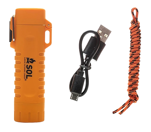 Picture of Survive Outdoors Longer Fire Lite Fuel Free Lighter Orange Plastic Includes USB Cable/Lanyard 01401243