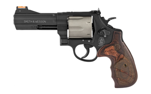 Picture of Smith & Wesson Model 329PD, Double/Single Action, Metal Frame Revolver, N-Frame, 44 Magnum, 4.13" Barrel, Scandium, Titanium Alloy Cylinder, Matte Finish, Black, Textured Laminate/Synthetic Grips, Adjustable Rear Sight, Hi-Viz Front Sight, 6 Rounds 163414