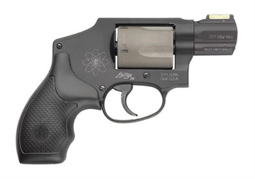Picture of Smith & Wesson Model 340 Personal Defense 357 Mag Or 38 S&W Spl +P 1.88" Black Stainless Steel Barrel, 5rd Titanium Cylinder , Black Scandium Alloy J-Frame , HiViz Fiber Optic Green Front Sight 163062