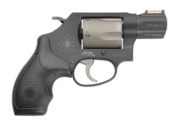 Picture of Smith & Wesson Model 360, Double/Single Action, Metal Frame Revolver, J-Frame, 357 Magnum, 1.88" Barrel, Scandium, Titanium Alloy Cylinder, Matte Finish, Black, Rubber Grips, Hi-Viz Fiber Optic Sights, 5 Rounds 163064 022188630640