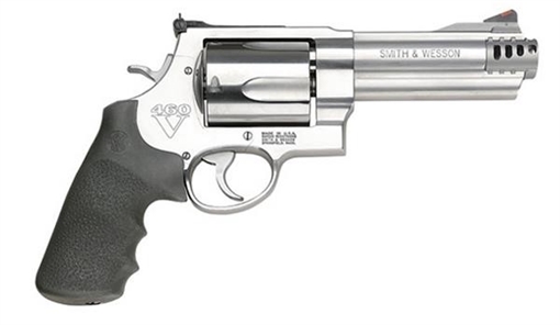 Picture of Smith & Wesson Model 460XVR Revolver, Double/Single Action, Metal Frame Revolver, X-Frame, 460SW, 5" Barrel, Stainless Steel, Satin Finish, Silver, Rubber Grips, Adjustable Rear Sight, 5 Rounds 163465