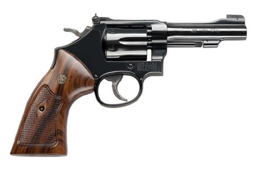 Picture of Smith & Wesson Model 48, Classic, Double/Single Action, Metal Frame Revolver, K-Frame, 22WMR, 4" Barrel, Carbon Steel, Blued Finish, Wood Grips, Adjustable Sights, 6 Rounds 150717