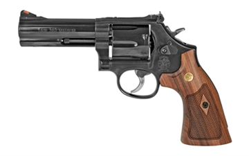 Picture of Smith & Wesson Model 586 Classic L-Frame 357 Mag 38 Special +P 6 Shot 4" Blued Carbon Steel Barrel, Blued Cylinder, Blued Carbon Steel Frame, Wood Grip Internal Lock Safety, Exposed Hammer 150909