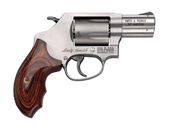 Picture of Smith & Wesson Model 60 Ladysmith *CA Compliant J-Frame 357 Mag/38 Special +P 5 Shot 2.12" Satin Stainless Steel Barrel, Satin Cylinder, Satin Stainless Steel Frame, Wood Grip, Exposed Hammer 162414