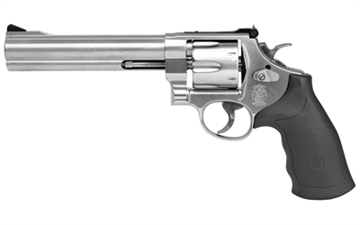 Picture of Smith & Wesson Model 610, Massachusetts Compliant, Double/Single Action, Metal Frame Revolver, N-Frame, 10MM, 6.5" Barrel, Stainless Steel, Matte Finish, Synthetic Grips, Adjustable Rear Sight, 6 Rounds, (3) 6-Shot Moon Clips 12462