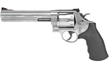 Picture of Smith & Wesson Model 629, Classic, Double/Single Action, Metal Frame Revolver, N-Frame, 44 Magnum, 6.5" Barrel, Stainless Steel, Satin Finish, Silver, Rubber Grips, Rear Adjustable Sight, 6 Rounds 163638 022188636383