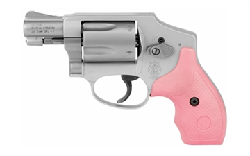 Picture of Smith & Wesson Model 642 Airweight 38 S&W Spl +P 5 Shot 1.88" Stainless Steel Barrel/Cylinder, Matte Silver Aluminum Alloy J-Frame, Pink Polymer Grip, Snag-free Enclosed Hammer, Internal Lock 150466