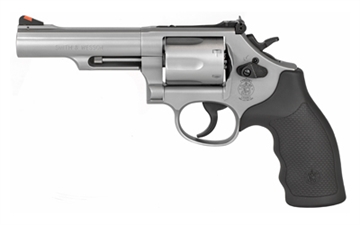 Picture of Smith & Wesson Model 66 357 Mag or 38 S&W Spl +P Stainless Steel 4.25" Barrel, 6 Shot Matte Stainless Steel K-Frame, Red Ramp Front/White Outline Rear Sights, Internal Lock 162662