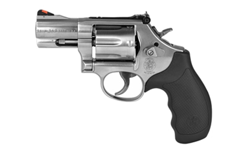 Picture of Smith & Wesson Model 686 Plus 357 Mag or 38 S&W Spl +P Stainless Steel 2.50" Barrel, 7 Shot, Satin Stainless Steel L-Frame, Red Ramp Front/Adjustable White Outline Rear Sights, Internal Lock 164192