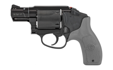 Picture of Smith & Wesson M&P Bodyguard, Double Action Only, Metal Frame Revolver, J-Frame, 38 Special +P, 1.875" Barrel, Aluminum Alloy, Black, Gray Polymer Grips, Fixed Sights, 5 Rounds, Crimson Trace Laser 12056 022188874891
