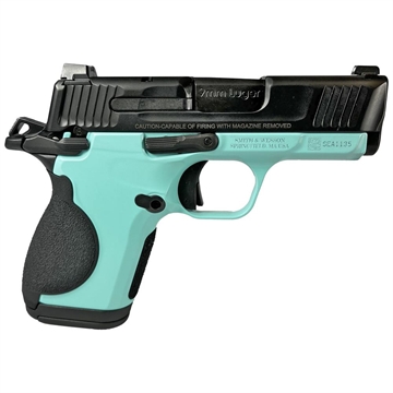 Picture of S&W CSX "Robin's Egg Blue Frame" Handgun 9mm Luger 10&12rd Magazines 3.1" Barrel Thumb Safety Black Slide 12615 MODTF