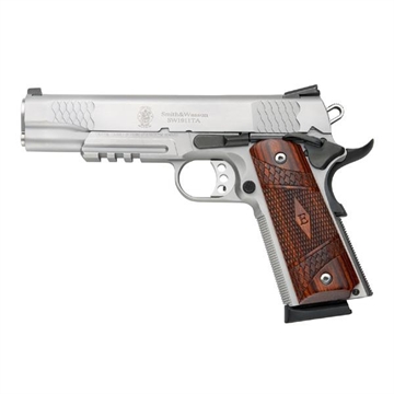 Picture of S&W M1911TA E-Series Tactical Rail Handgun 45 Auto 8rd Magazine 5" Barrel Wood Grips USED 108411U