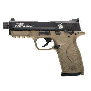 Picture of S&W M&P 22 Compact Series Handgun .22 LR 10rd Magazine 3.3" Threaded Barrel FDE with Black Slide - USED 10242U