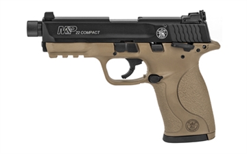 Picture of Smith & Wesson M&P Compact, Single Action Only, Semi-automatic, Polymer Frame Pistol, Compact, 22LR, 3.5" Threaded Barrel, Cerakote Finish, Flat Dark Earth, 3-Dot Sight, Manual Thumb Safety, 10 Rounds, 2 Magazines 10242