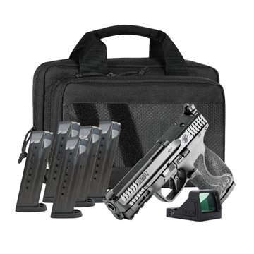 Picture of S&W M&P 9 Full Size M2.0 Optic Ready Handgun Bundle 9mm Luger 17rd Magazine(6) 4.22" Barrel No Thumb Safety Black RFX11 Green Dot Savior Bag 14720