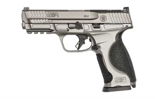 Picture of Smith & Wesson M&P9 M2.0 Metal, Striker Fired, Semi-automatic, Aluminum Frame Pistol, Compact, 9MM, 4.25" Barrel, Cerakote Finish, Tungsten Gray, Fixed Sights, No Manual Safety, Interchangeable Grip Inserts, Optics Ready, 17 Rounds, 2 Magazines 13194