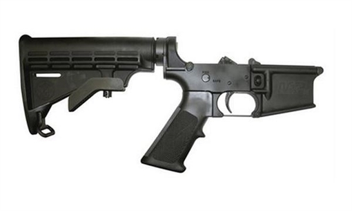 Picture of Smith & Wesson Assembled Lower Receiver 5.56x45mm NATO 7075-T6 Aluminum Black Receiver, Black Synthetic Collapsible Stock Pistol Grip for S&W M&P15 812002