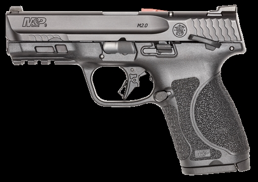 Picture of Smith & Wesson M&P9 M2.0 Compact, Semi-automatic Striker Fired Pistol, 9MM, 4" Stainless Steel Barrel, Black Armornite Finish, Interchangeable Palmswell Grip Inserts, White Dot Sights, Manual Thumb Safety, 10 Rounds, 2 Magazines, Loaded Chamber Indicator, 10LB Trigger, California Compliant 14032