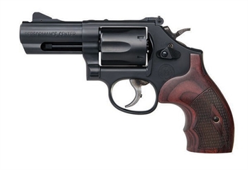 Picture of Smith & Wesson Model 19, Double Action/Single Action, Metal Frame Revolver, K-Frame, 357 Magnum/38 Special +P, 3" PowerPort Barrel, Carbon Steel Frame, Glass Bead Finish, Black, Wood Grips, Front Night Sight, Adjustable Rear Sight, 6 Rounds 12039