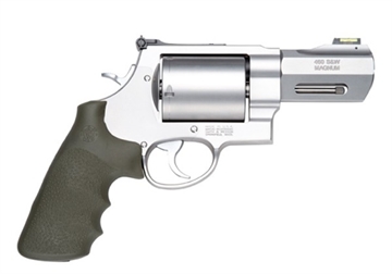 Picture of Smith & Wesson Model 460XVR, Performance Center, Double Action, Metal Frame Revolver, X-Frame, 460SW, 3.5" Barrel, Stainless Steel, Matte Finish, Silver, Rubber Grips, HiViz Sights, 5 Rounds, Performance Center Tuned Action, Unfluted Cylinder, Fired Case 170350